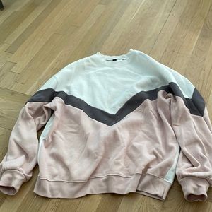 H&M white, grey, and pink sweatshirt